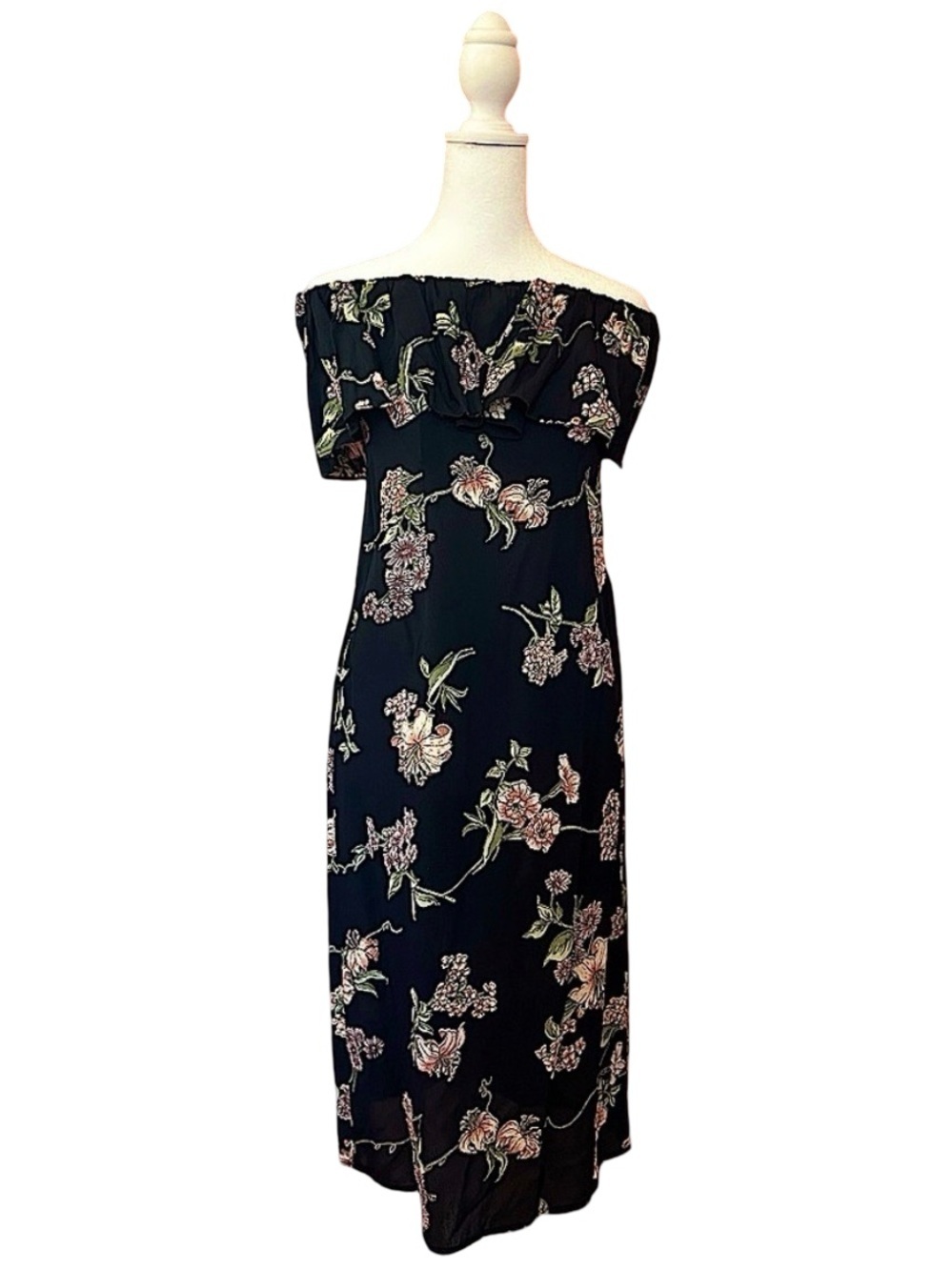 Anthropologie romantic strapless midi dress garden party botanical NWT XS